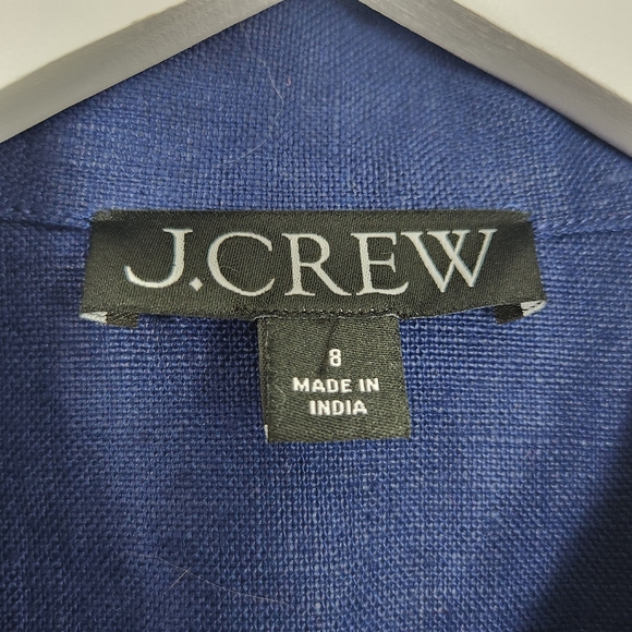 J. Crew 100% Linen Navy Blue Button-Up Short Sleeve Pocket Dress Size 8 NWOT - Picture 10 of 13